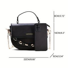 Letter Graphic Handbag Chain Crossbody Bag Small Flap Purse