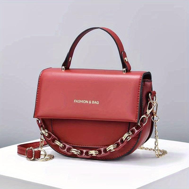 Letter Graphic Handbag Chain Crossbody Bag Small Flap Purse