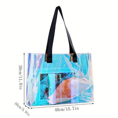 Clear Laser Tote Bag Waterproof Holographic Shoulder Beach Bag