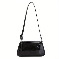 Glossy Flap Crossbody Bag PU Leather Textured Bag Purse