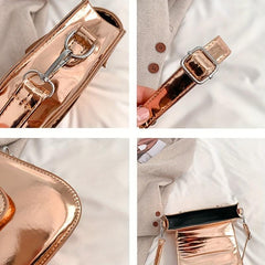 Glossy Flap Crossbody Bag PU Leather Textured Bag Purse