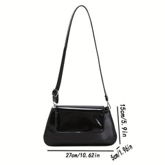 Glossy Flap Crossbody Bag PU Leather Textured Bag Purse