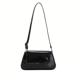 Glossy Flap Crossbody Bag PU Leather Textured Bag Purse