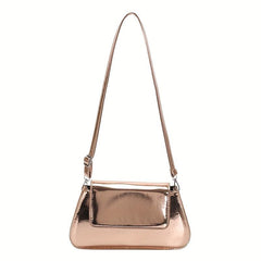 Glossy Flap Crossbody Bag PU Leather Textured Bag Purse
