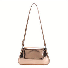 Glossy Flap Crossbody Bag PU Leather Textured Bag Purse