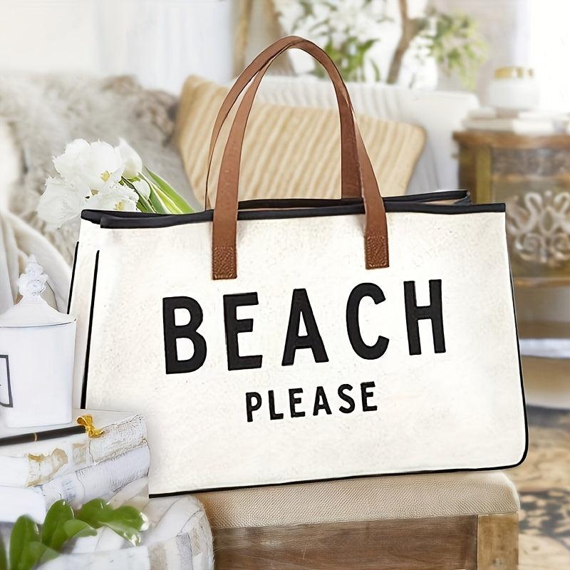 Large Capacity Canvas Tote Bag Lightweight Beach Handbag