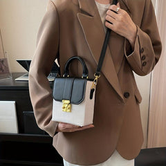 Crocodile Embossed Box Handbag Buckle Decor Crossbody Bag Mini Flap