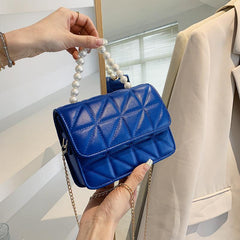 Pearl Handle Crossbody Bag Small Square Chain Handbag
