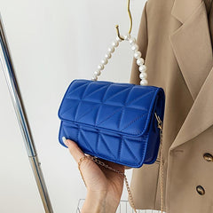 Pearl Handle Crossbody Bag Small Square Chain Handbag