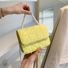 Pearl Handle Crossbody Bag Small Square Chain Handbag