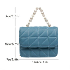 Pearl Handle Crossbody Bag Small Square Chain Handbag