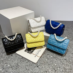 Pearl Handle Crossbody Bag Small Square Chain Handbag