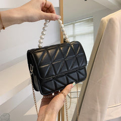Pearl Handle Crossbody Bag Small Square Chain Handbag