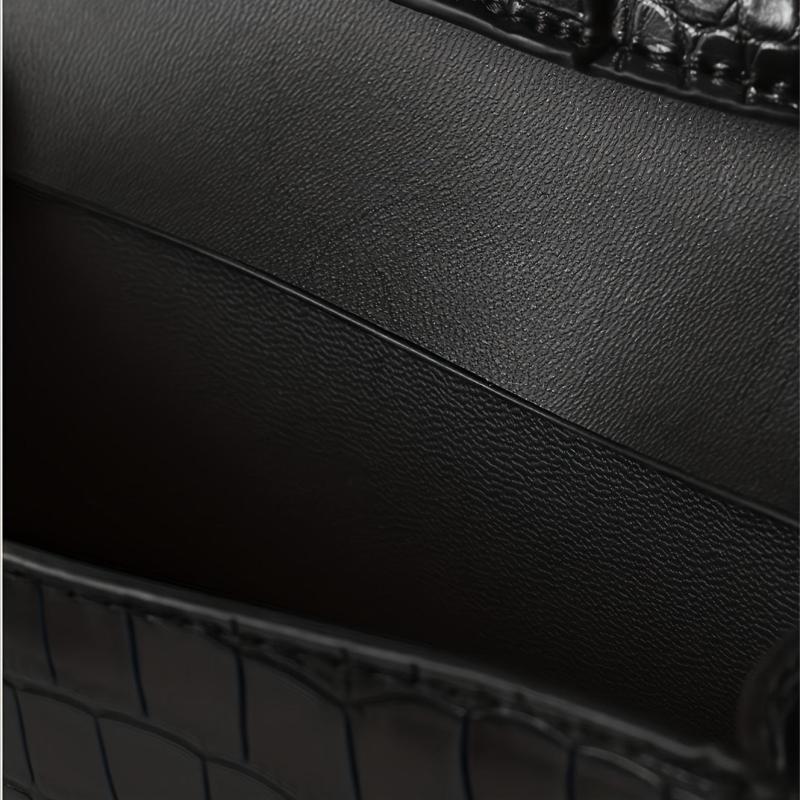 Crocodile Embossed Crossbody Bag with Chain Handle