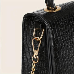 Crocodile Embossed Crossbody Bag with Chain Handle
