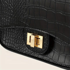 Crocodile Embossed Crossbody Bag with Chain Handle