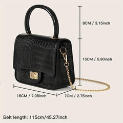 Crocodile Embossed Crossbody Bag with Chain Handle