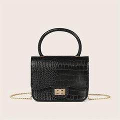 Crocodile Embossed Crossbody Bag with Chain Handle