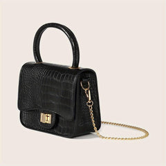 Crocodile Embossed Crossbody Bag with Chain Handle
