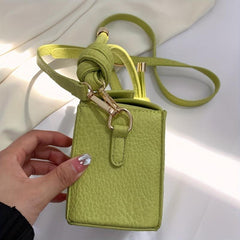 Mini PU Leather Crossbody Bag Solid Square Purse