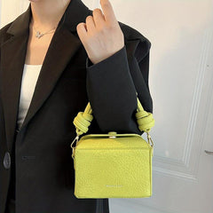 Mini PU Leather Crossbody Bag Solid Square Purse