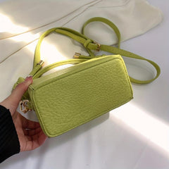 Mini PU Leather Crossbody Bag Solid Square Purse