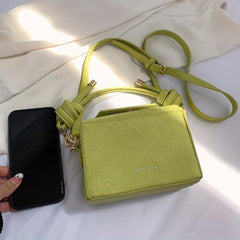 Mini PU Leather Crossbody Bag Solid Square Purse