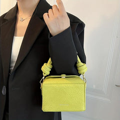Mini PU Leather Crossbody Bag Solid Square Purse