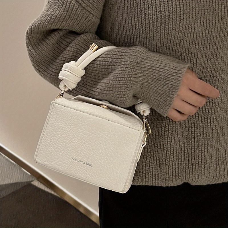 Mini PU Leather Crossbody Bag Solid Square Purse