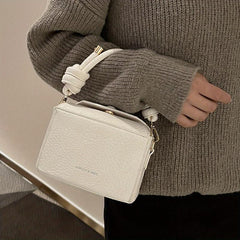 Mini PU Leather Crossbody Bag Solid Square Purse