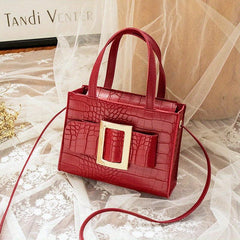 Crocodile Pattern Crossbody Bag PU Leather Satchel Bag