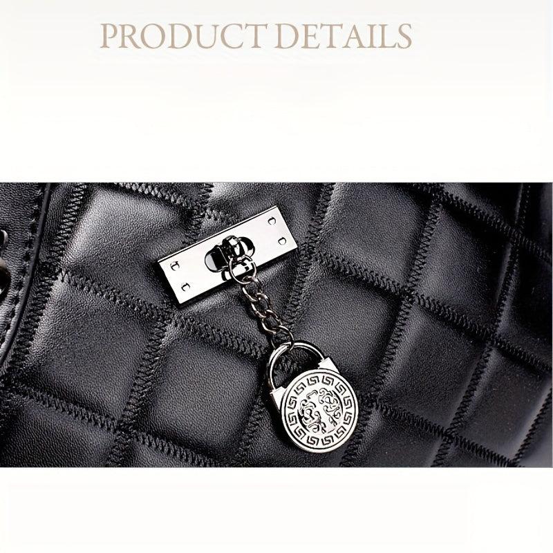 Quilted Detail Square Handbag Satchel Bag Women Solid Work