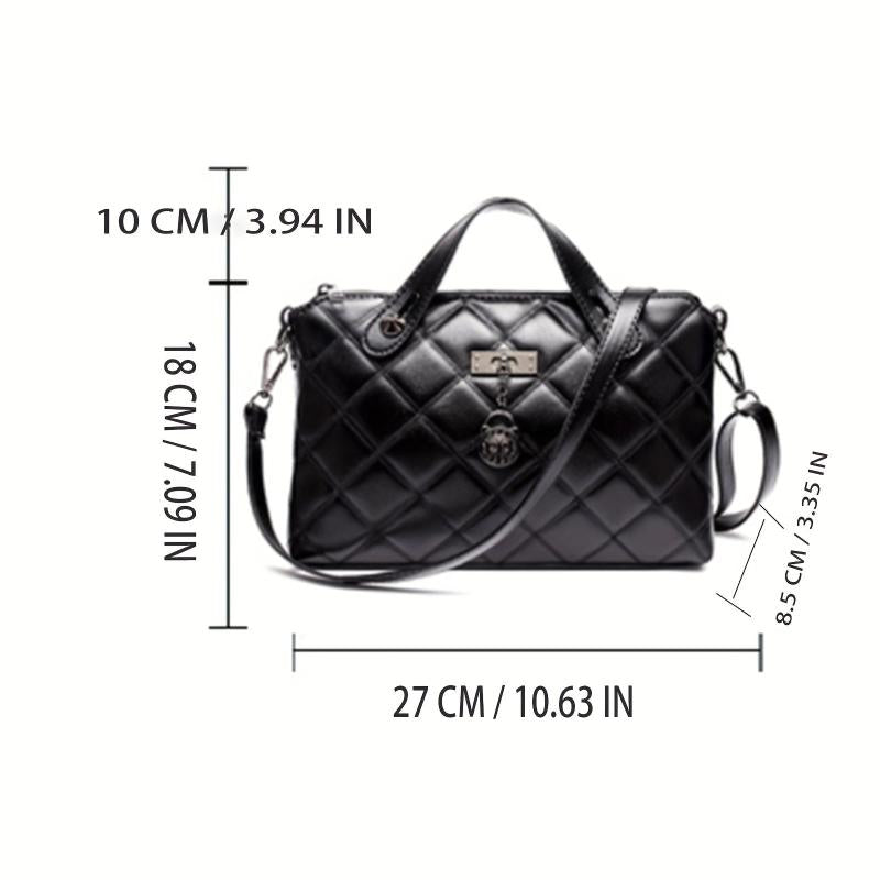 Quilted Detail Square Handbag Satchel Bag Women Solid Work