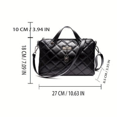 Quilted Detail Square Handbag Satchel Bag Women Solid Work