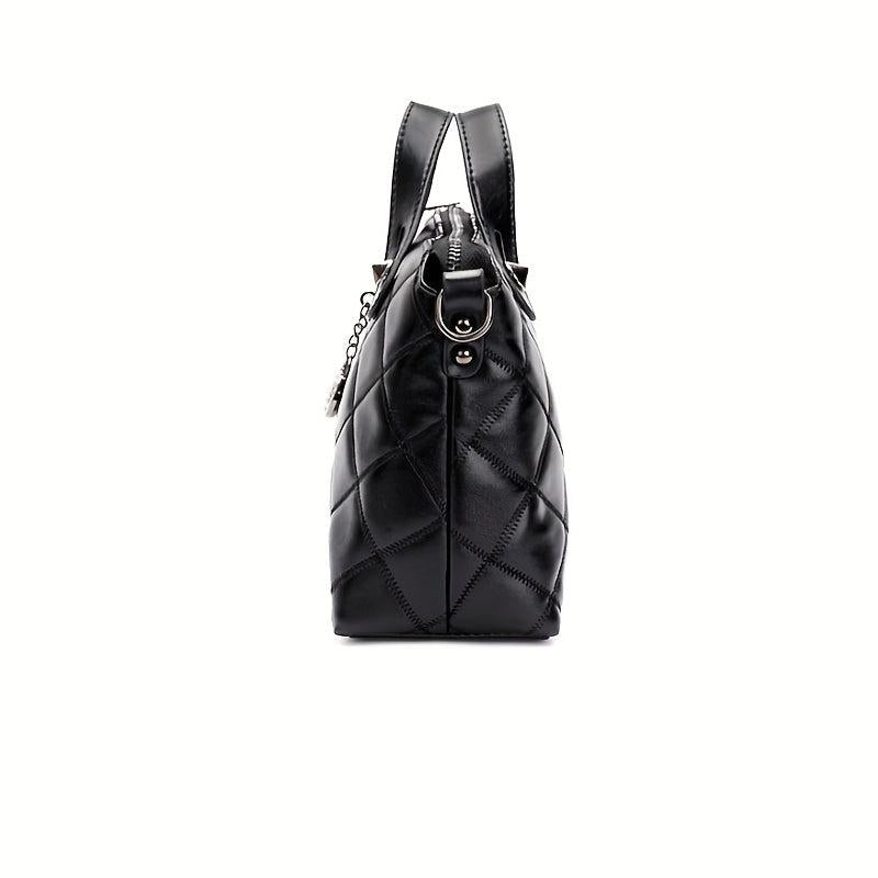 Quilted Detail Square Handbag Satchel Bag Women Solid Work