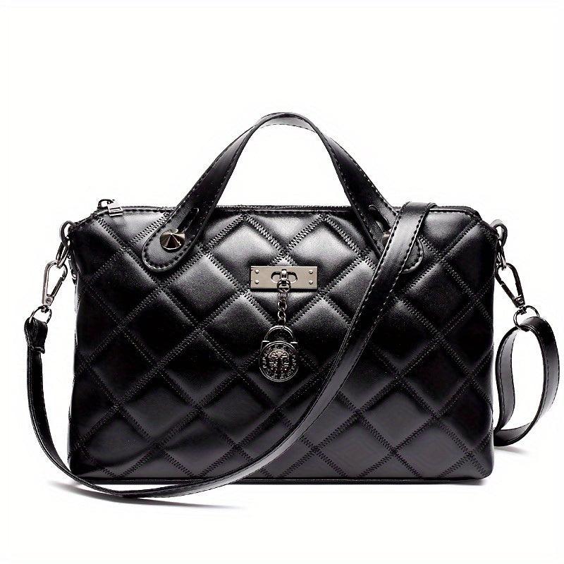 Quilted Detail Square Handbag Satchel Bag Women Solid Work