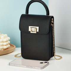 Metal Chain Crossbody Cell Phone Bag PU Leather Handbag