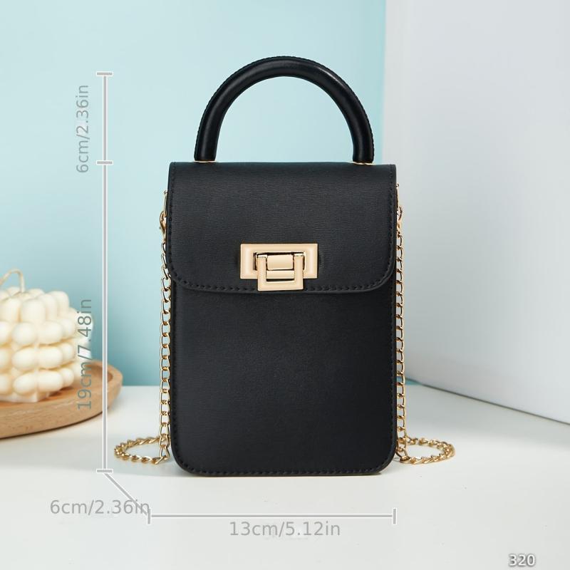 Metal Chain Crossbody Cell Phone Bag PU Leather Handbag