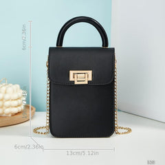 Metal Chain Crossbody Cell Phone Bag PU Leather Handbag