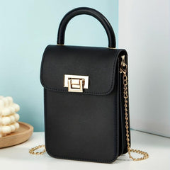 Metal Chain Crossbody Cell Phone Bag PU Leather Handbag
