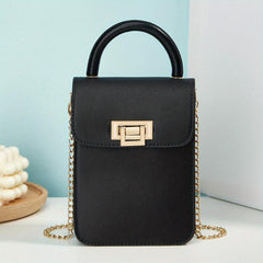 Metal Chain Crossbody Cell Phone Bag PU Leather Handbag