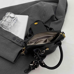 Scarf Strap Crossbody Satchel Bag PU Leather Textured Bag