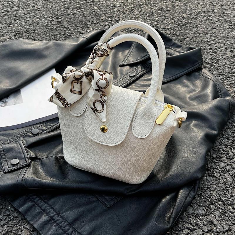 Scarf Strap Crossbody Satchel Bag PU Leather Textured Bag