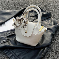 Scarf Strap Crossbody Satchel Bag PU Leather Textured Bag