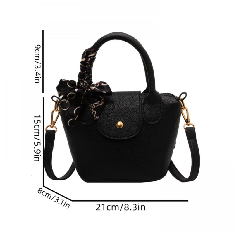 Scarf Strap Crossbody Satchel Bag PU Leather Textured Bag