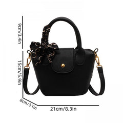 Scarf Strap Crossbody Satchel Bag PU Leather Textured Bag