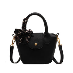 Scarf Strap Crossbody Satchel Bag PU Leather Textured Bag