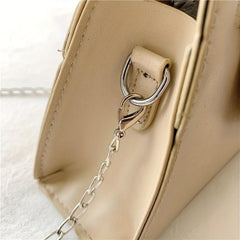 Metal Moon Decor Shoulder Bag Flap Crossbody Megnet PU Leather Solid