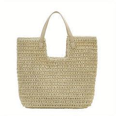 Boho Straw Woven Tote Bag for Summer Beach Travel