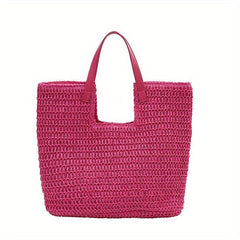 Boho Straw Woven Tote Bag for Summer Beach Travel